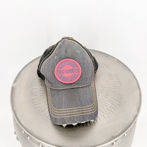 Eric Church Hat Cap Snap Back Black Denim Mesh Trucker Patch Distressed
